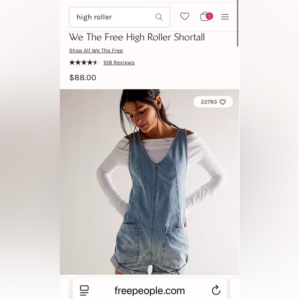 NWOT WeThe Free High Roller Shortall In Bright Eyes Sold Out On Free People - Picture 8 of 15